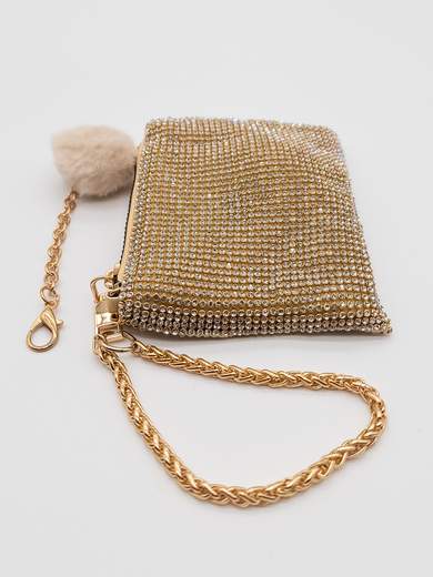 Mini Pochette Oro con Strass Porta Monete e Documenti V6064-oro
