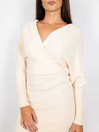 Maxi Maglia Vestito Scollo A V Incrociato Elasticizzato