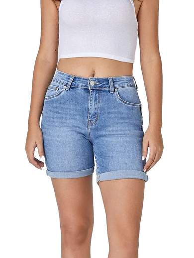 Pantaloncini Jeans Shorts Corti Donna Push Up Chiari