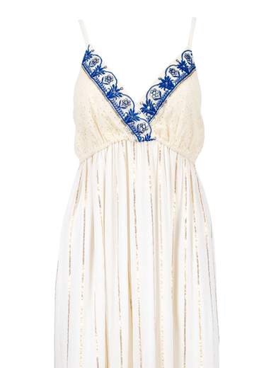Boho Italia Women’s long dress in viscose with broderie anglaise and crochet BHI9902