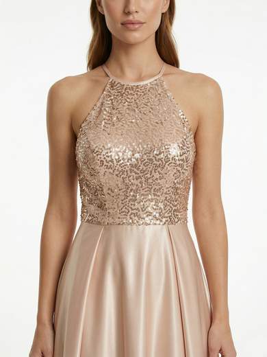 Abito lungo da cerimonia con paillettes e gonna ampia SSU050