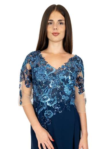 Abito da Cerimonia Lungo Elegante Taglie Comode con Stola