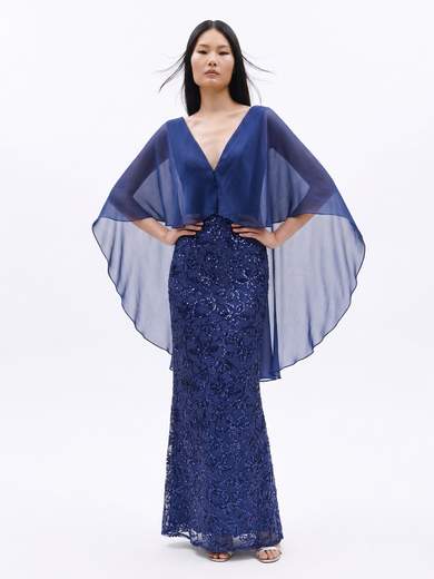 ALLURE Long Formal Gown with Cape and Sequins Mother of the Bride A4793