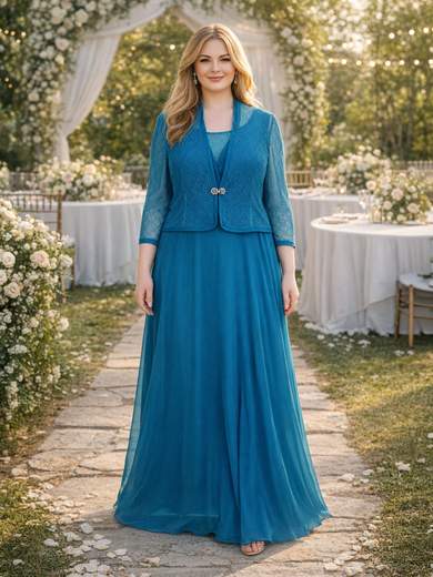 Sologioie Curvy Abito Curvy Lungo da Cerimonia in Georgette con Giacca ysu340