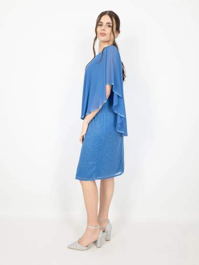 Sologioie Curvy Abito da cerimonia corto curvy con mantella in chiffon YSE990TU4376