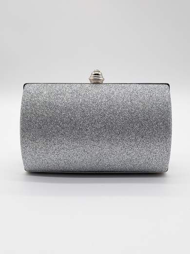 Rigid Silver Glitter Clutch with Removable Chain