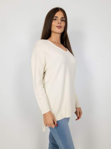 Maxi Maglia Lunga In Viscosa Con Scollo A V Blue Joint