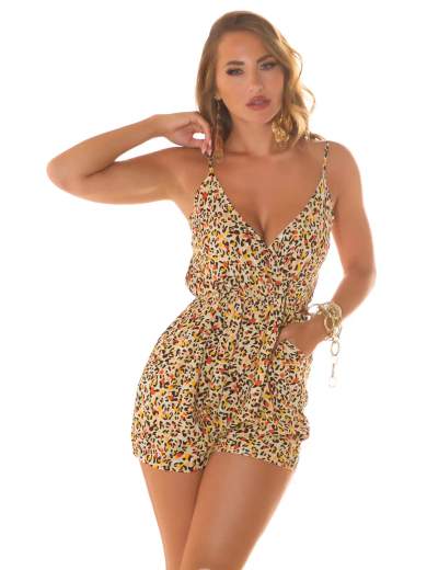 Tuta corta donna animalier in viscosa