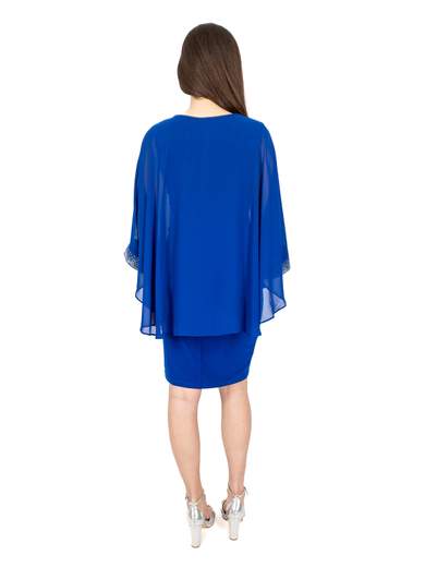 FRANK LYMAN Abito Elegante Donna Da Cerimonia Corto A Tubino Con Mantella E Polsini Con Strass 248148