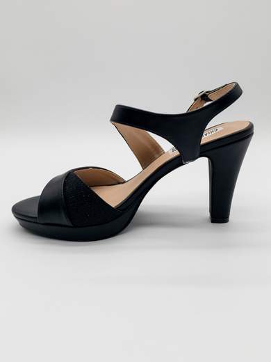 Black ceremony sandals with 10 cm heel