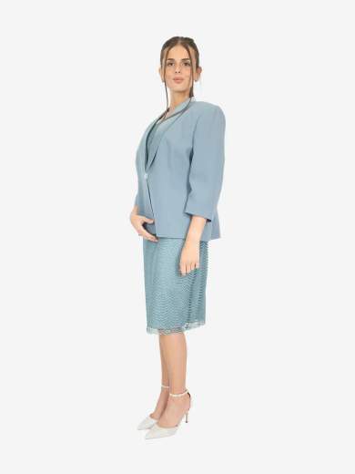 Elegant curvy ceremony set with sheath dress and jacket