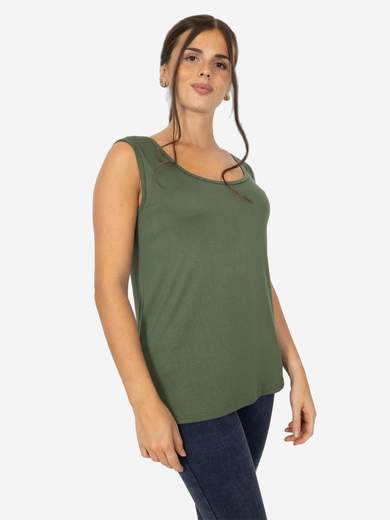 STRABELLO Plus Size Women’s Tank Top in Stretch Viscose with Wide Shoulders – One Size 48–52 CAN-05
