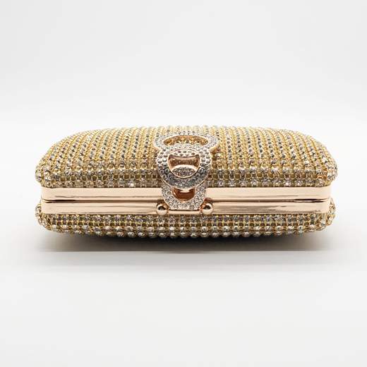Pochette da Cerimonia con Strass e Chiusura Elegante - Oro