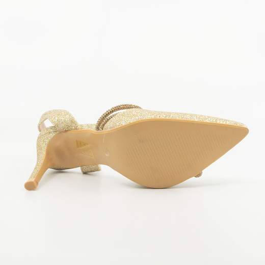 Decolletè glitterate oro da donna per cerimonia tacco alto