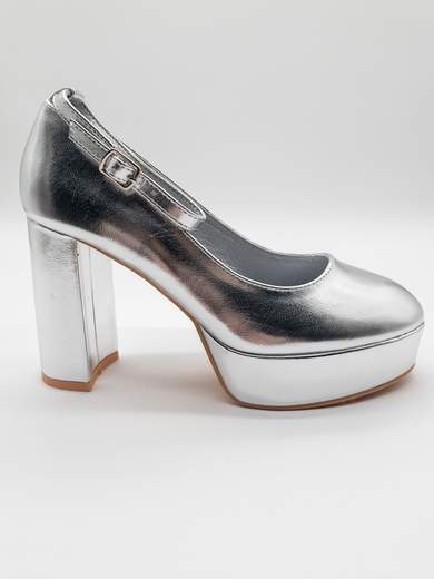 Chiara Foscari Décolleté argento con plateau e tacco largo A30-156-ARGENTO