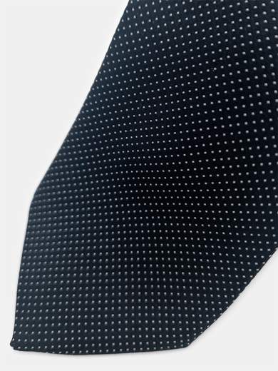 100% Silk Blue Tie with Micro Geometric Pattern