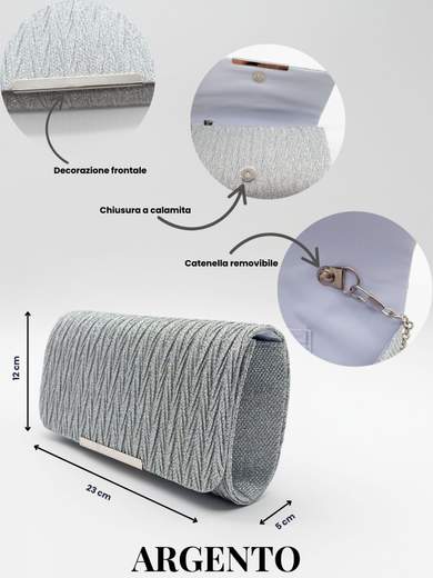MICHELLE MOON Pochette cerimonia argento elegante XX3479-ARGENTO