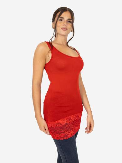 Canotta Donna Lunga Con Pizzo In Fondo Basic Per Leggings Slim Fit