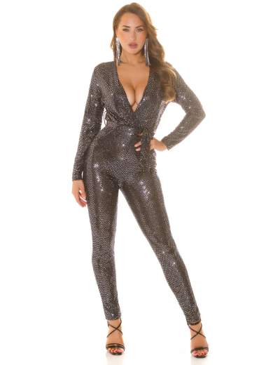 KOUCLA Tuta lunga con scollo profondo e brillantezza effetto party 0000OV9632