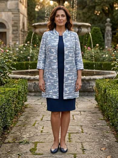 Completo Cerimonia Curvy: Abito a Tubino e Spolverino Made in Italy