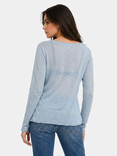 Basic Lightweight Cotton Top with Faux Raw Edge