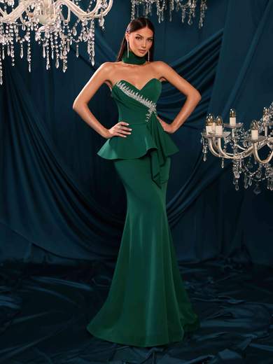 Bianca Brandi Abito da Cerimonia a Sirena con Balza, Strass e Stola 29547