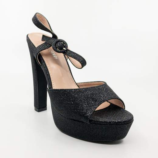 CHIARA FOSCARI Sandali Con Plateau Eleganti Neri Cerimonia Glitterati AHH-136-NERO