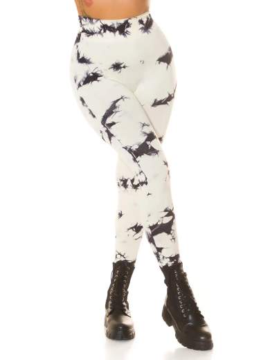 Leggings Sexy in Batik a Vita Alta con Cucitura Arricciata