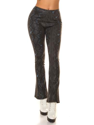 High-Waisted Bootcut Faux Leather Snake Print Pants