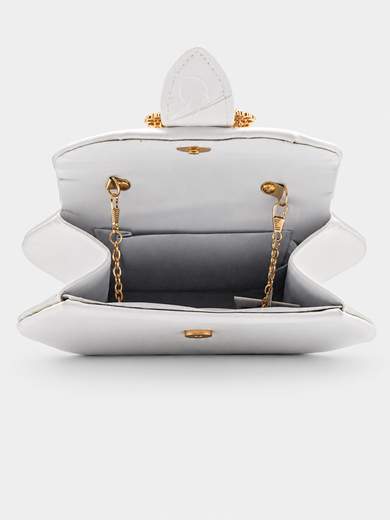 Elegant White Evening Handbag with Jewel Buckle