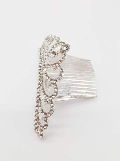 Silver Tiara Crown with Rhinestones and Comb a99025-1004