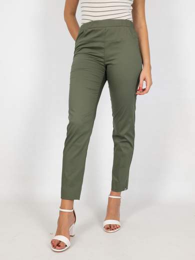 Pantaloni Estivi Donna A Vita Alta Con Elastico In Cotone