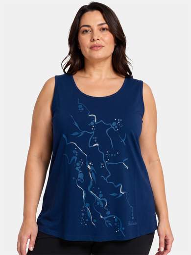 Canotta Curvy in Cotone con Stampa Glitter