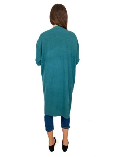 Cardigan lungo donna taglie comode invernale con tasche aperto