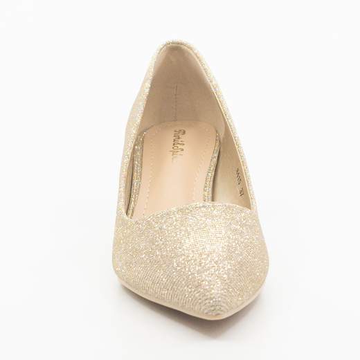 Scarpe Décolleté Glitter Oro con Tacco a Clessidra