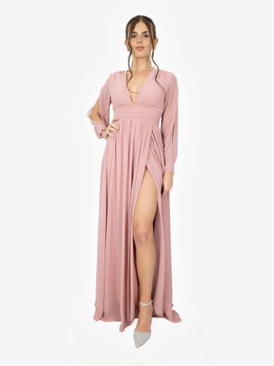 Abito lungo elegante con spacco e schiena scoperta