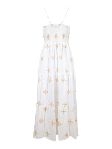 Vestito estivo lungo donna con scollo incrociato e balza