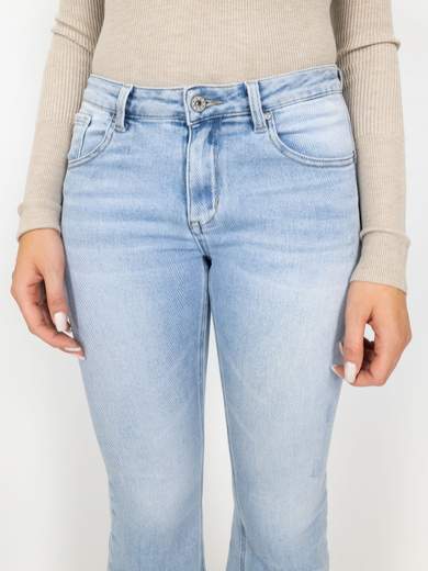 Jeans Cropped Flare Donna Zampa Elasticizzati Slim Fit