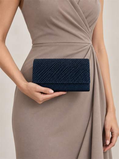 Blue Glitter Evening Clutch with Chain Strap XX3480-BLU