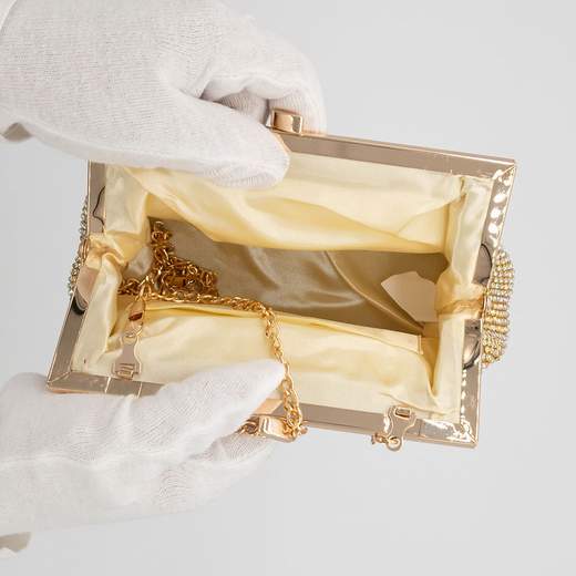 MICHELLE MOON Pochette da Cerimonia in Oro con Strass e Tracolle V6056-ORO