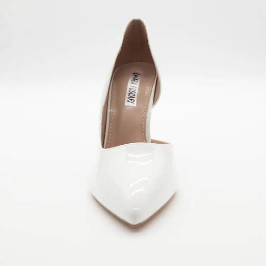 Décolleté elegante in vernice bianca con tacco stiletto 10,5 cm