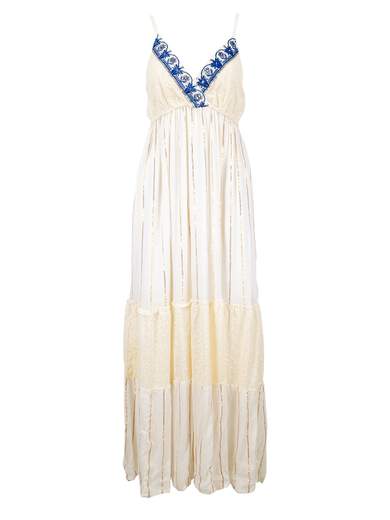 Boho Italia Women’s long dress in viscose with broderie anglaise and crochet BHI9902