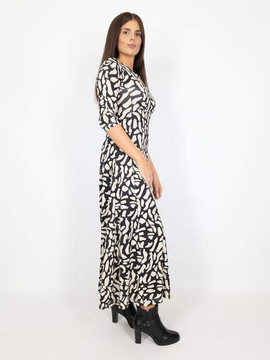 Bucle Vestito Lungo Donna A Fantasia Casual Manica Tre Quarti