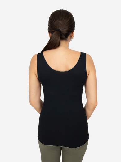 Women’s Slim Fit Viscose Tank Top with Lurex Trim – One Size