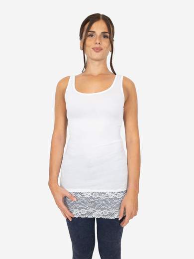 Canotta Donna Lunga Con Pizzo In Fondo Basic Per Leggings Slim Fit