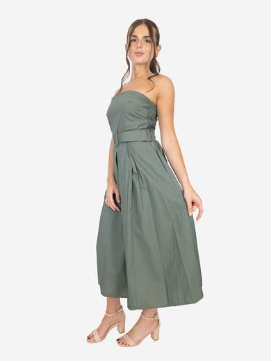 Women's cotton summer dress with belt – Strapless