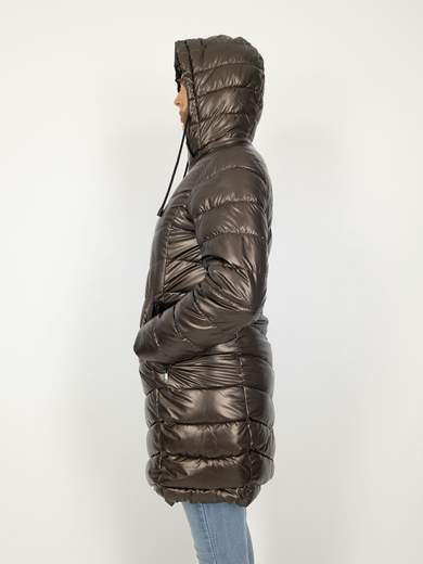 Piumino Lungo Al Ginocchio Donna Con Cappuccio Staccabile