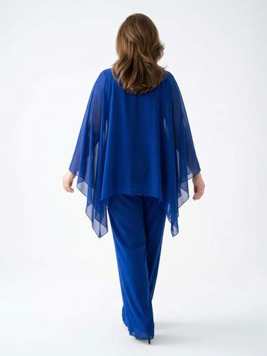 Sologioie Curvy Completo Tre Pezzi Curvy da Cerimonia in Chiffon con Top di Paillettes YSV180
