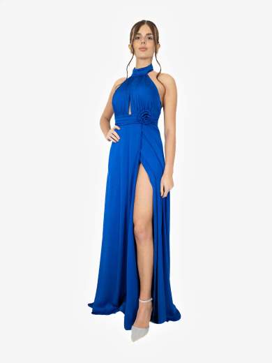 STRABELLO CERIMONIA Abito lungo da cerimonia in raso con scollo all’americana e spacco A29699-4398-ARINA