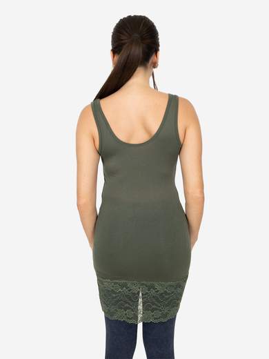 Canotta Donna Lunga Con Pizzo In Fondo Basic Per Leggings Slim Fit